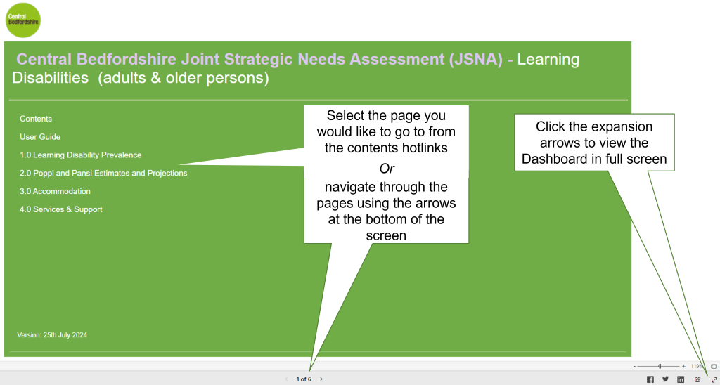 An image showing an example of the learning disabilities dashboard.