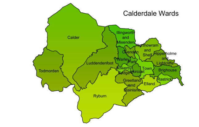 Map of Calderdale wards