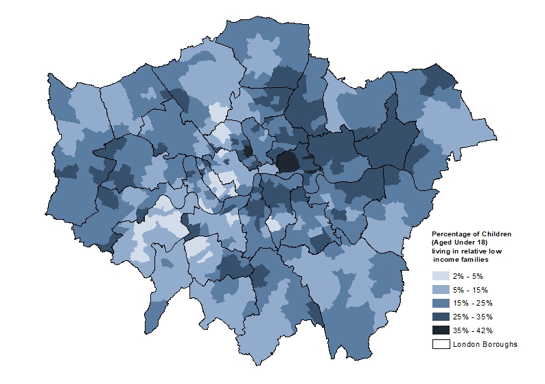 Percentage of population under 18 in low income families