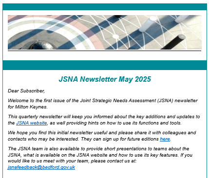 Thumbnail image of first section of JSNA newsletter